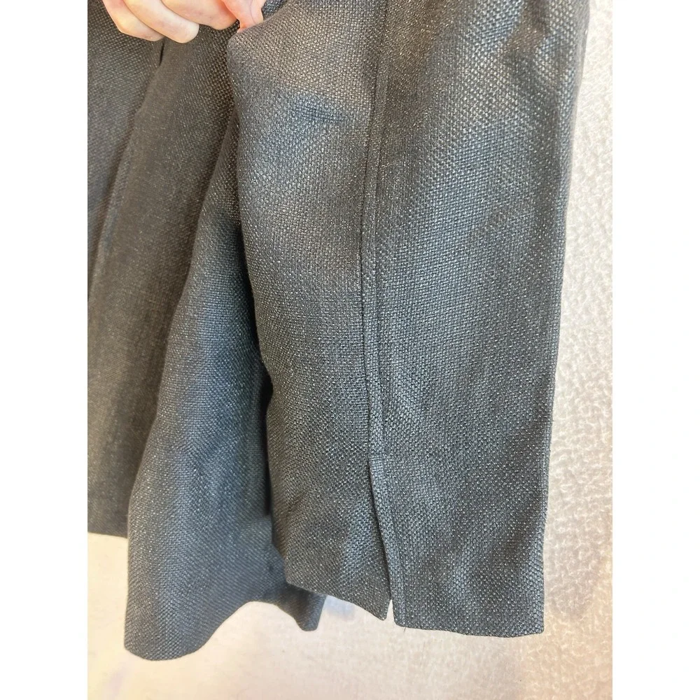 Eileen Fisher Open Front Blazer Jacket Long Sleeve Gray XL Woven Linen Blend EUC